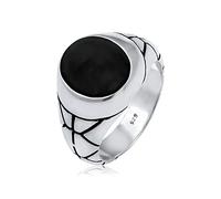 Kuzzoi Silberring »Herren Siegelring Oval Emaille 925er Silber«