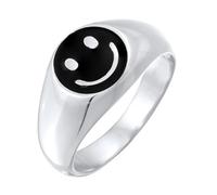 Kuzzoi Siegelring Herrenring Smile aus massiven 925 Sterling Silber Emoji Ring für Männer Herren Silberring (11 mm) mit Emaille Ringgröße 62