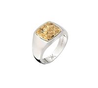 KUZZOI Siegelring Quadrat Bicolor 925 Sterling Silber Vergoldet 62 Herren