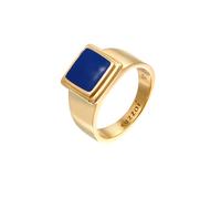 KUZZOI, Ring Siegelring Quadrat Emaille 925 Silber in gold, Schmuck für Herren Gr. 66 mm