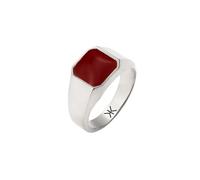 KUZZOI Siegelring Quadrat Emaille Rot 925 Sterling Silber 56 Herren