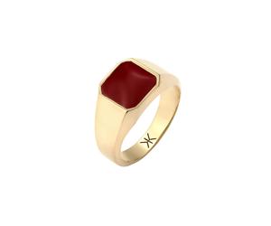 KUZZOI Siegelring Quadrat Emaille Rot 925 Sterling Silber 60 Herren