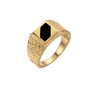 KUZZOI Siegelring Quadrat Strukturiert Emaille Schwarz 925 Sterling Silber 64 Herren