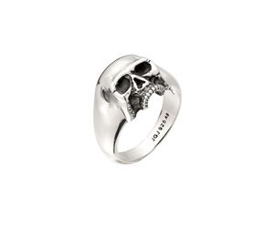KUZZOI Siegelring Totenkopf 925 Sterling Silber 62 Herren