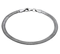 Kuzzoi Silber Armband für Herren handgefertigt, Herrenarmband aus massivem 925er Sterling Silber oxidiert, Flaches Herringbone Armband für den Mann, Fischgrätenmuster, Breite 4mm, Länge 19 cm