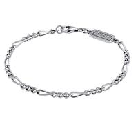 Kuzzoi Silber-Armband für Herren, handgefertigtes Figaro-Armband aus echten massiven 925 Sterling Silber oxidiert mit Karabiner Verschluss, 4mm breit, 6 g schwer, Länge 19 cm