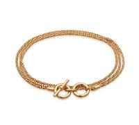 Kuzzoi Silber Armband für Herren Kordel Armband (2 mm) aus 925 Sterling Silber vergoldet Wickelarmband mit markanten T-Bone Verschluss im Vintage Style Länge 19 cm