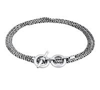 Kuzzoi Silber-Armband Herren oxidiertes Kordelarmband (2 mm) aus 925 Silber | handgefertigt Wickelarmband mit markanter T-Bone Schließe für Männer im Vintage Style