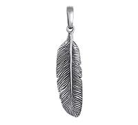 Kuzzoi Silber Feder Anhänger (41 mm) für Ketten, massivem 925er Sterling Silber für Halsketten, Accessoire Engelsfeder sehr hochwertig und exklusiv (schwarz, Oxidiertes Silber) für Männer