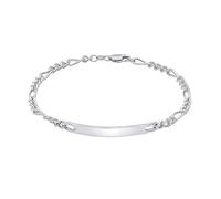 Kuzzoi Silber ID-Armband für Herren Figaroarmband (4 mm) handgefertigt aus massiven 925 Sterling-Silber Herrenarmband mit Gravur Platte poliert Schildarmband für Männer, Länge 19 cm