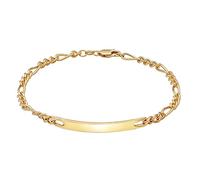 Kuzzoi Armband »Herren ID Platte Figaro Klassisch 925 Silber«, goldfarben