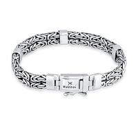 Kuzzoi Silber Königsketten Armband für Herren handgefertigt, Herrenarmband aus massivem 925er Sterling Silber, Glieder Armband für den Mann, Königskettenarmband Männer, Breite 8 mm, Länge 21 cm