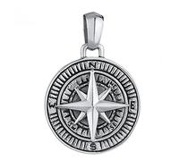 KUZZOI, Anhänger Kompass Cool Massiv 925 Silber in schwarz, Schmuck für Herren Gr. OneSize