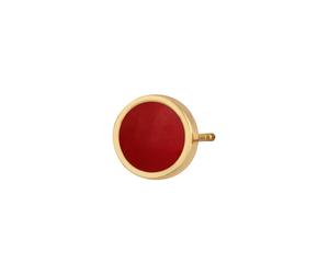 KUZZOI Single Basic Kreis Geo Trend Emaille 925 Silber Rot Herren