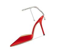 KVWSXD Damen Pumps Elegant Und Bequem High Heels Stöckelschuhe Spangenpumps Brautschuhe Abendschuhe Schicke Kristallkette Strass