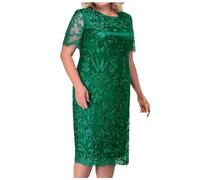 Kwatieh Damen Elegantes Brautmutter Kleid mit Blumenstickerei in Übergröße formelle Abendmode kurzärmeliges Partykleid Kleidung Elegant Sommerkleid Sexy Jumpsuit FüR Hochzeit Blusenkleid