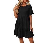 Kwatieh Damen Kleider Gepunktetes Hängerkleid mit Volantsaum für lässige Eleganz femininen Stil bei jedem Dresses for Women Summer Clothes FrüHling Outfit Musselinkleid Sommer