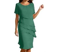 Kwatieh Damen-Sommerkleid, Patchwork-Chiffon, Rundhalsausschnitt, Kurze Ärmel Kleider Elegant FüR HochzeitsgäSte Festliche Kleidung Damen Hochzeit Gast Sommerkleider GroßE GrößEn