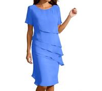 Kwatieh Damen-Sommerkleid, Patchwork-Chiffon, Rundhalsausschnitt, Kurze Ärmel Kleider Elegant FüR HochzeitsgäSte Festliche Kleidung Damen Hochzeit Gast Sommerkleider GroßE GrößEn