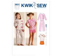 Kwik Sew Mustern K3831 4-5 Größe XS - S 6 - M 7-8 - L 10 - Extra Groß 12-14 Sleepy - Zeit, Pyjama, weiß, 1 Stück