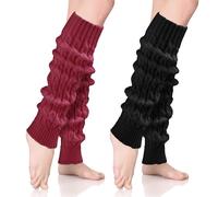 KWJEIULSOQ 2 Paar Lange Stulpen Damen Winter Elastische Warm Halten Beinstulpen,Stilvolle Ergänzung Für Ballett Alltag Und Zuhause Mädchen Frauen