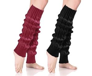 KWJEIULSOQ 2 Paar Lange Stulpen Damen Winter Elastische Warm Halten Beinstulpen,Stilvolle Ergänzung Für Ballett Alltag Und Zuhause Mädchen Frauen