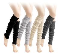 KWJEIULSOQ 4 Paar Colorful Leg Warmers Lange Stulpen Damen Winter Elastische Warm Halten Beinstulpen,Stilvolle Ergänzung Für Ballett Alltag Und Zuhause Mädchen Frauen