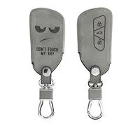 kwmobile Autoschlüssel Hülle kompatibel mit VW Golf 8 3-Tasten Autoschlüssel - Kunstleder Schutzhülle Schlüsselhülle Cover Don't Touch My Key Grau