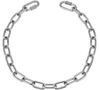 KWOKWEI Rundstahlkette, 1 Meter V4A Edelstahl-Kette mit 2 Karabiner Haken, Ø5 mm Edelstahl Gliederkette Stahlkette Schweisskette max 400 kg für Swing Hängesessel