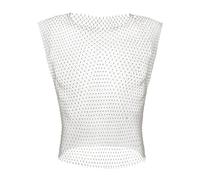 KWTF Männer Fischnetz Sexy Tank Tops Strass Glänzende Durchsichtige Hohl Weste Mesh Ärmelloses T-Shirt Transparente Kleidung