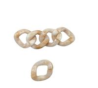 KXAOXGRC Acryl-Kunststoff-Verbindungsringe, 33x40mm 100 stücke Weiß Muster Große Quick Link Anschlüsse Acryl Verbindungsringe for Schmuck Ketten Machen(Off White+Brown)