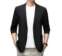 KYATON Herren Freizeitanzug, Blazer, Jacken, Leichtes Revers, Anzugjacke, 2 Knöpfe, Slim Fit, Business Anzugjacke, Sommerparty, Smokingjacke, Moderne Freizeitjacke, Oberteil, Schwarz, Xs