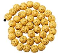 KYEYGWO 10 mm Runde Lavastein Perlen Strang für die Schmuckherstellung, Vulkangestein Lose-Perlen Halbedelsteine-Perlen Schmuck-Accessoires für DIY Design, Armband und Parfüm-Diffusor, Gelb