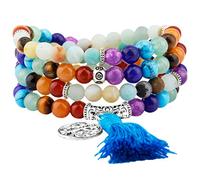 KYEYGWO 108 Gebet Mala Perlen Armband für Damen Herren, 6mm Tibetisch-buddhistischen 7 Chakra Heilstein Halskette für Unisex, Amazonite