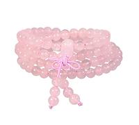KYEYGWO 108 Gebet Mala Perlen Armband für Damen Herren, 6mm Tibetisch-buddhistischen Heilstein Halskette für Unisex, Rosenquarz