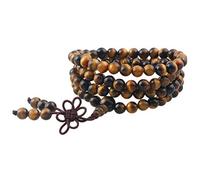 KYEYGWO 108 Gebet Mala Perlen Armband für Damen Herren, 6mm Tibetisch-buddhistischen Heilstein Halskette für Unisex, Tigerauge Stein