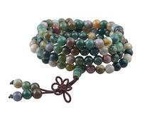KYEYGWO 108 Gebet Mala Perlen Armband für Damen Herren, 6mm Tibetisch-buddhistischen Heilstein Halskette für Unisex, Indischer Achat