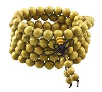 KYEYGWO 108 Natürlich Holz 6mm Mala Perlen Armband für Damen Herren, Meditation Gebet Wickelarmbänder Tibetisch-buddhistischen Stretch-Armbänder Halskette