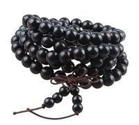 KYEYGWO 108 Natürlich Holz 6mm Mala Perlen Armband für Damen Herren, Meditation Gebet Wickelarmbänder Tibetisch-buddhistischen Stretch-Armbänder Halskette