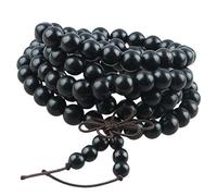KYEYGWO 108 Natürlich Holz 8mm Mala Perlen Armband für Damen Herren, Meditation Gebet Wickelarmbänder Tibetisch-buddhistischen Stretch-Armbänder Halskette