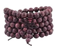 KYEYGWO 108 Natürlich Holz 8mm Mala Perlen Armband für Damen Herren, Meditation Gebet Wickelarmbänder Tibetisch-buddhistischen Stretch-Armbänder Halskette