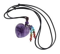 KYEYGWO 7 Chakren Krstall Herz Anhänger für Damen und Herren, Amethyst Herzform Edelstein Halskette Heilstein Ketten Liebe Amulett Segen Schmuck Glücksbringer