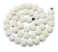 KYEYGWO 8 mm Runde Lavastein Perlen Strang für die Schmuckherstellung, Vulkangestein Lose-Perlen Halbedelsteine-Perlen Schmuck-Accessoires für DIY Design, Armband und Parfüm-Diffusor, Weiß