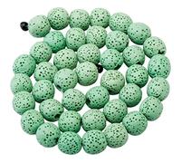 KYEYGWO 8 mm Runde Lavastein Perlen Strang für die Schmuckherstellung, Vulkangestein Lose-Perlen Halbedelsteine-Perlen Schmuck-Accessoires für DIY Design, Armband und Parfüm-Diffusor, Grün