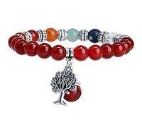 KYEYGWO 8mm Perlen Baum des Lebens Armband,Handgefertigt Natürlicher Edelstein Chakra-Heilung Kristall Elastisches Armband für Frauen
