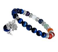 KYEYGWO 8mm Perlen Baum des Lebens Armband,Handgefertigt Natürlicher Edelstein Chakra-Heilung Kristall Elastisches Armband für Frauen