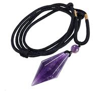 KYEYGWO Amethyst Doppelte Kristall Punkt Anhänger für Damen und Herren, Verstellbare Doppelspitze Edelstein Halskette Kegel Stein Pendel Chakra Schmuck für Reiki Heilung Dowsing Meditation