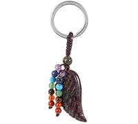 KYEYGWO Drachenblutstein Heilung Kristall Engelsflügel Schlüsselanhänger für Unisex, 7 Chakra Stein Schlüsselring Deko Heilstein Flügel Taschenanhänger Glücksbringer Anhänger für Schlüsselband