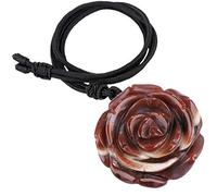 KYEYGWO gravierte Rose Blume Kristall Stein Halskette für Frauen, handgefertigte Energie Edelstein Anhänger mit verstellbaren Kabel 27 Zoll