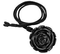 KYEYGWO gravierte Rose Blume Kristall Stein Halskette für Frauen, handgefertigte Energie Edelstein Anhänger mit verstellbaren Kabel 27 Zoll